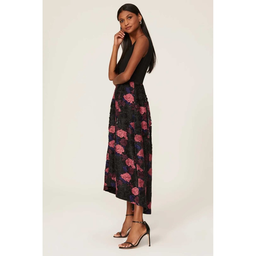 Hutch Lace Plunge Gown Black Pink Floral Dress Sleeveless V-Neck Sz 0 - Picture 2 of 14